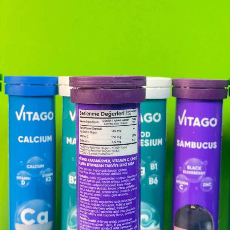 Vitago sambucus - шипучие таблетки с витамином С, и цинком, 20 шт